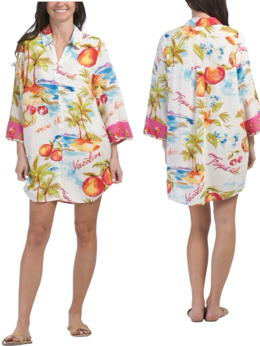 Label of Love Anthropologie Linen Blend Nalani Shirt Dress Swim Cover-Up Small